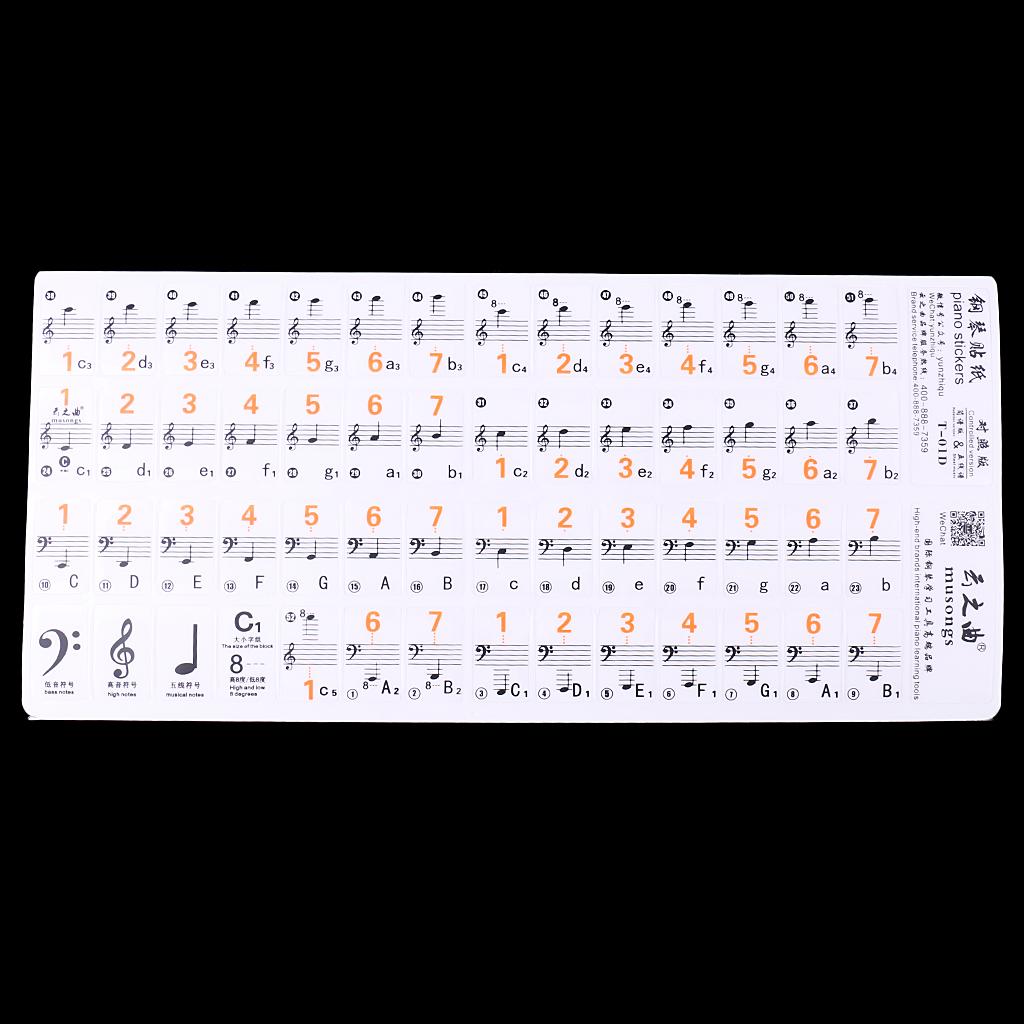49/61 Key Electronic Piano Sticker 88 Key Music Note Piano Keyboard Stickers