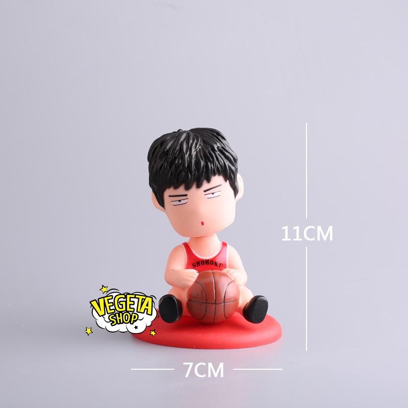 Mô hình Slam Dunk - Mô hình cầu thủ bóng rổ Hanamichi Sakuragi & Rukawa Kaede - Mô hình gật gù có lò xo ở đầu - Cao 11cm