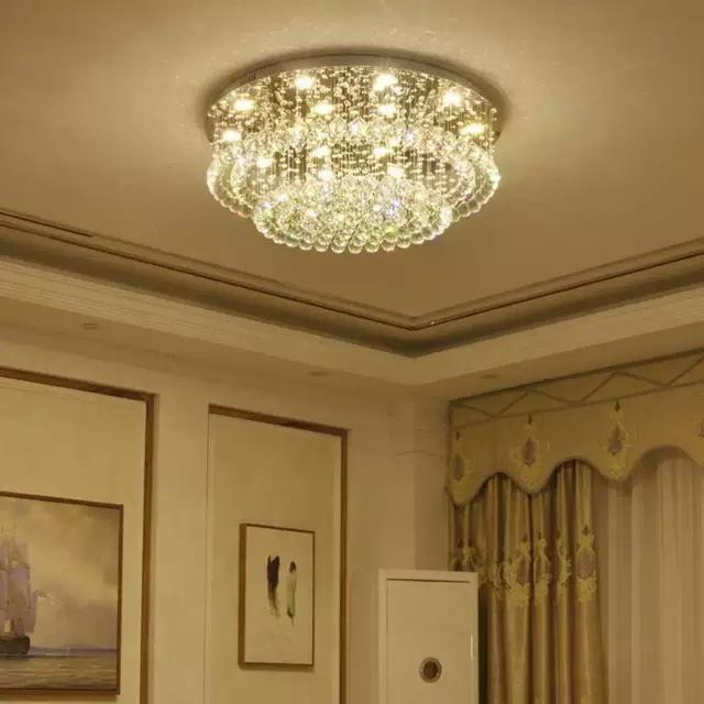 Đèn mâm pha lê ốp trần M9153 - KT 600x600x300mm, đèn chùm pha lê,