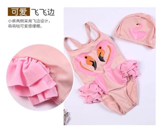 Bộ đồ bơi bikini bé gái hình thiên nga kèm nón