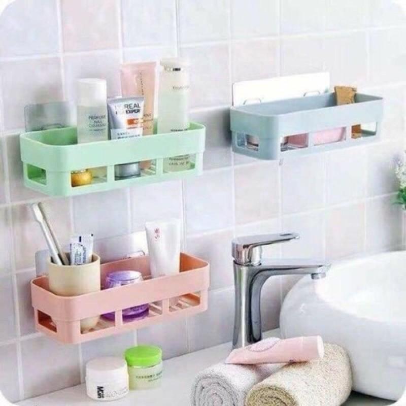 Kệ nhựa dán tường nhà tắm siêu chắc trang trí phòng tắm, nhà bếp gọn gàng