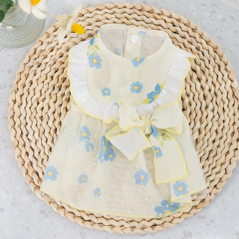 Đầm Công Chúa Hai Lớp Đính Hoa Dễ Thương Cho Thú Cưng