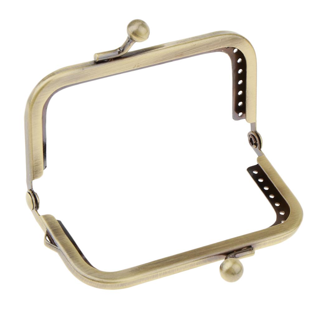 Squared Clutch Purse Frame Kiss Clasp Lock Handle DIY Bag Accessories 8.5cm