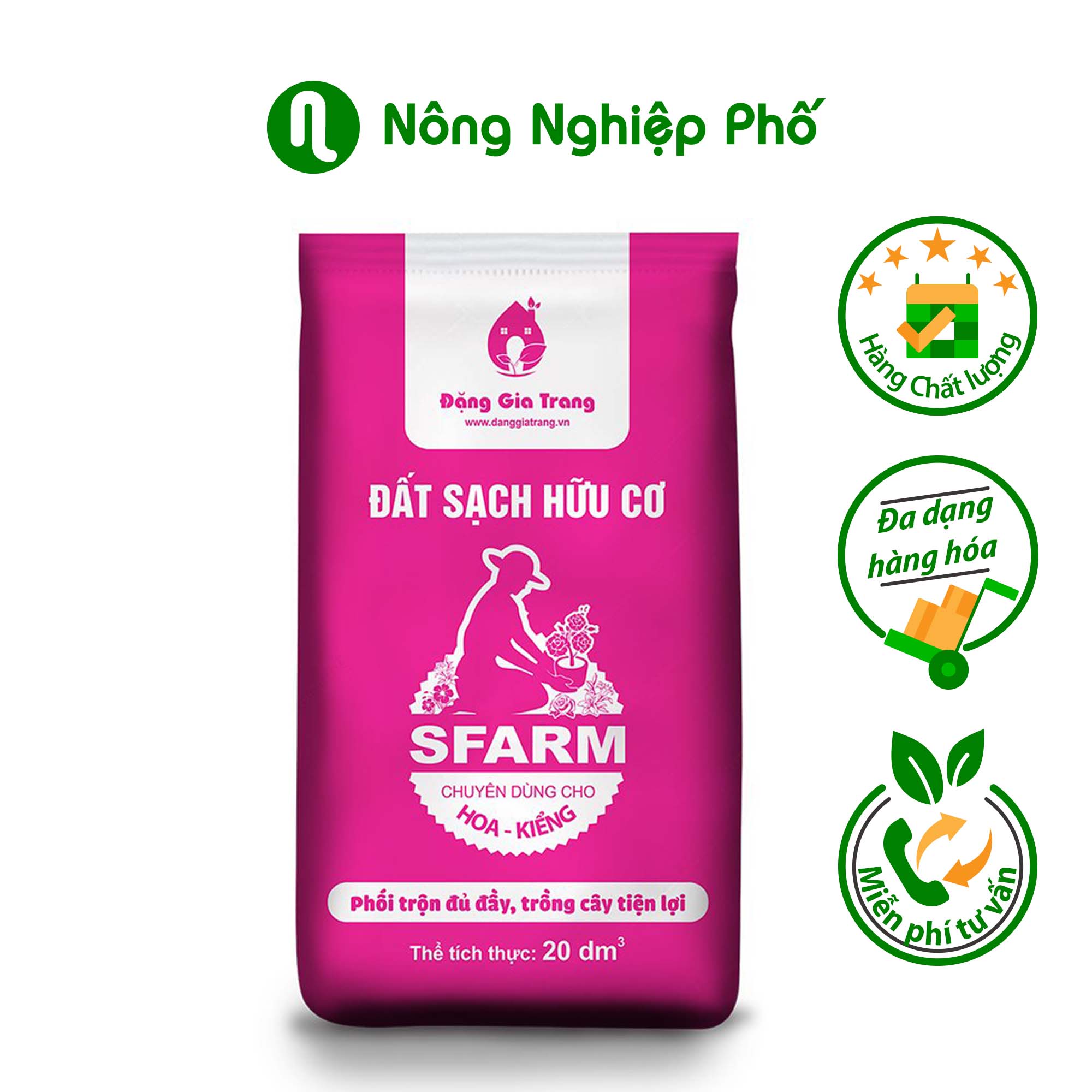 Bao 20 dm3 Đất sạch hữu cơ Sfarm chuyên dùng cho hoa kiểng