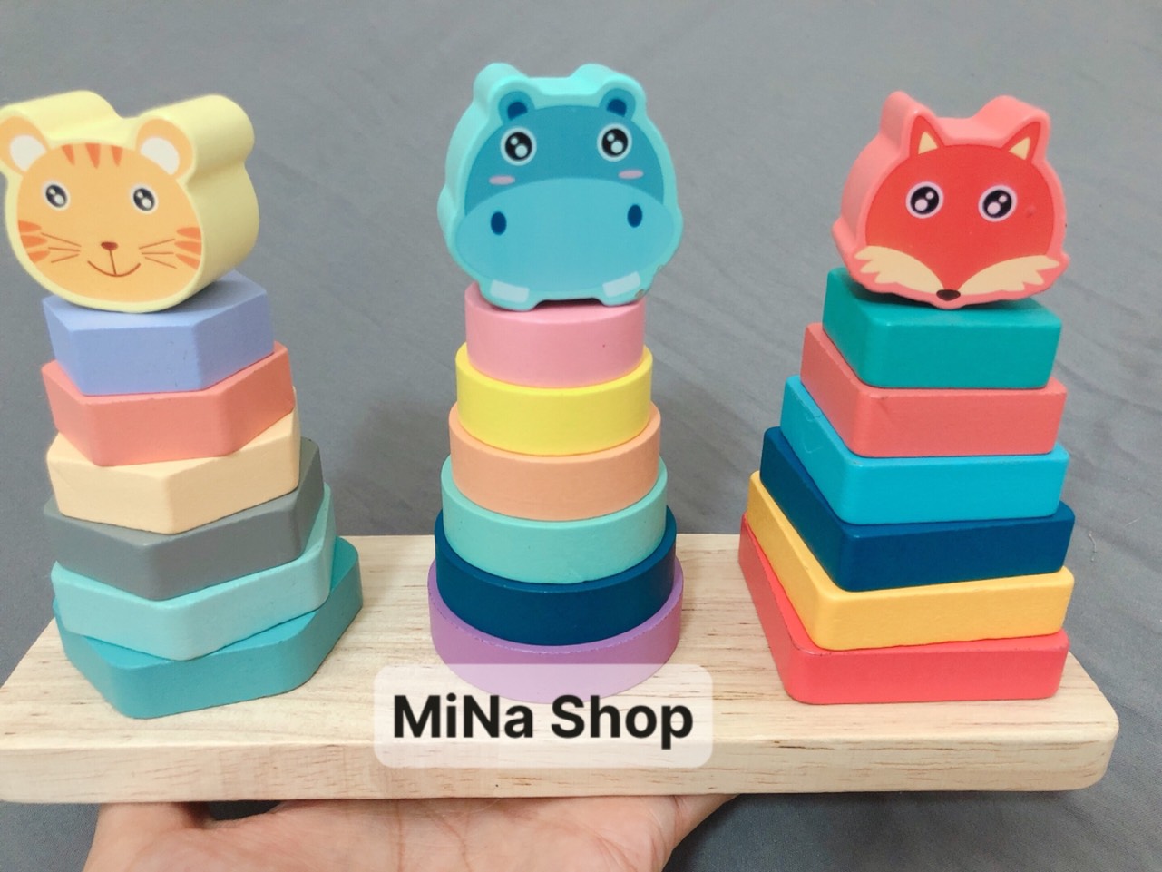 Đồ chơi gỗ - Đồ chơi thả cọc - tháp 3 cọc MONTESSORI - MẪU MỚI