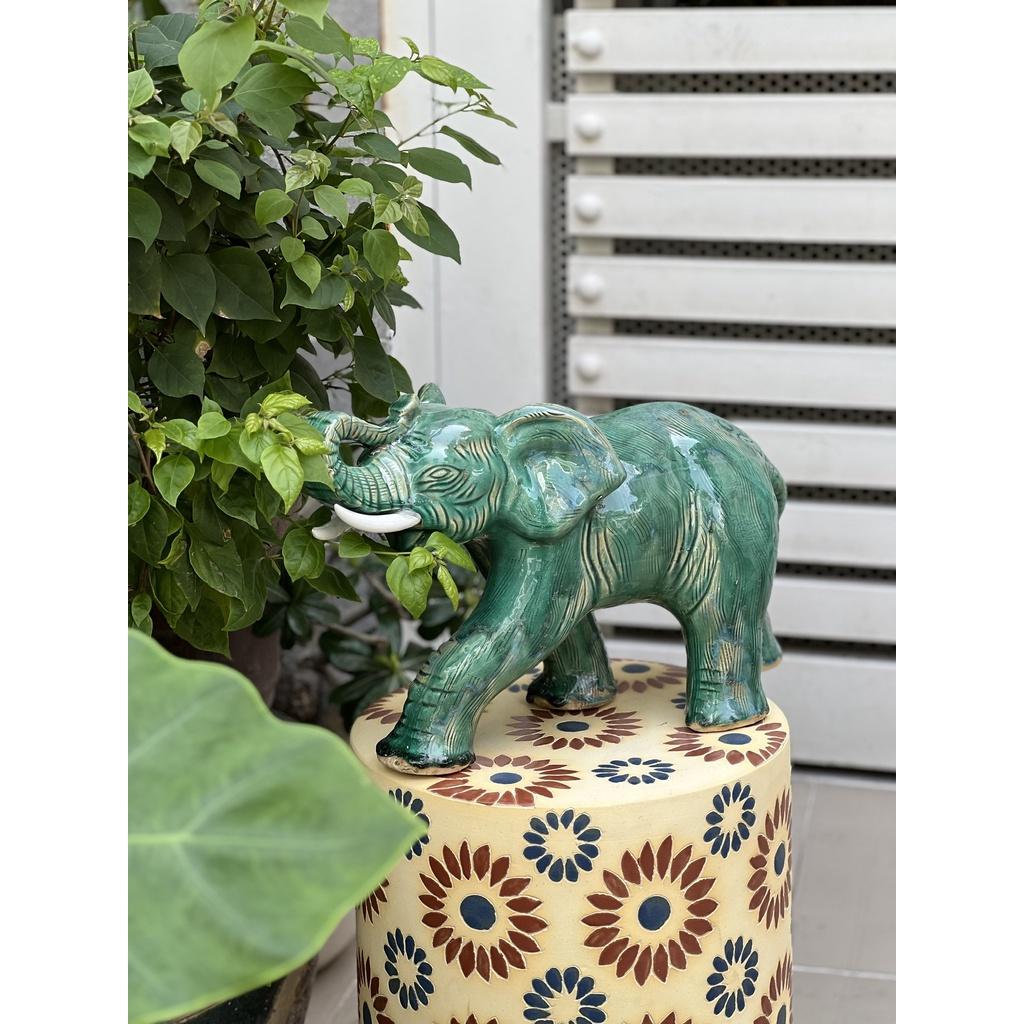 VOI BƯỚC ĐI GỐM SỨ TRANG TRÍ DECOR MÀU XANH