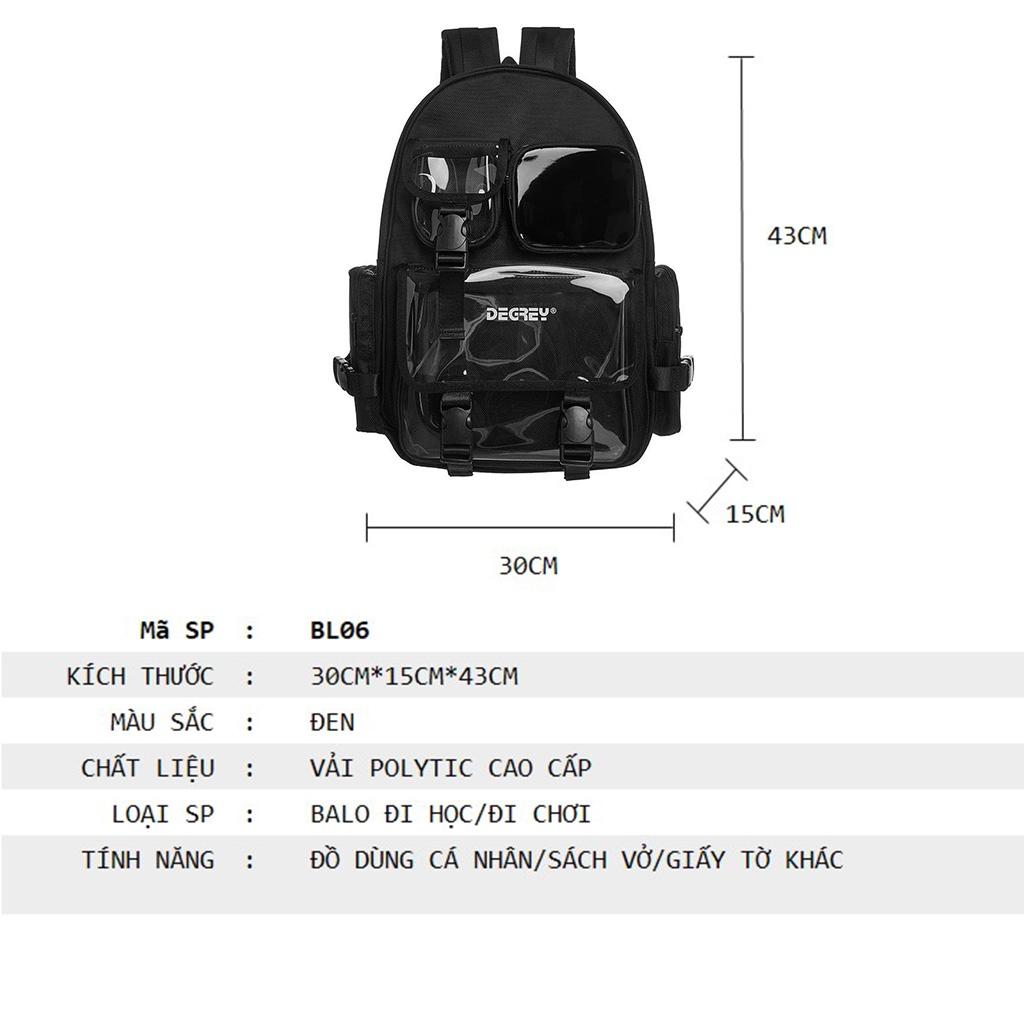 Balo Degrey Basic Nhiều Ngăn Đen Trắng, Balo Nam Nữ Đi Học Thời Trang Cá Tính Cao Cấp BL06