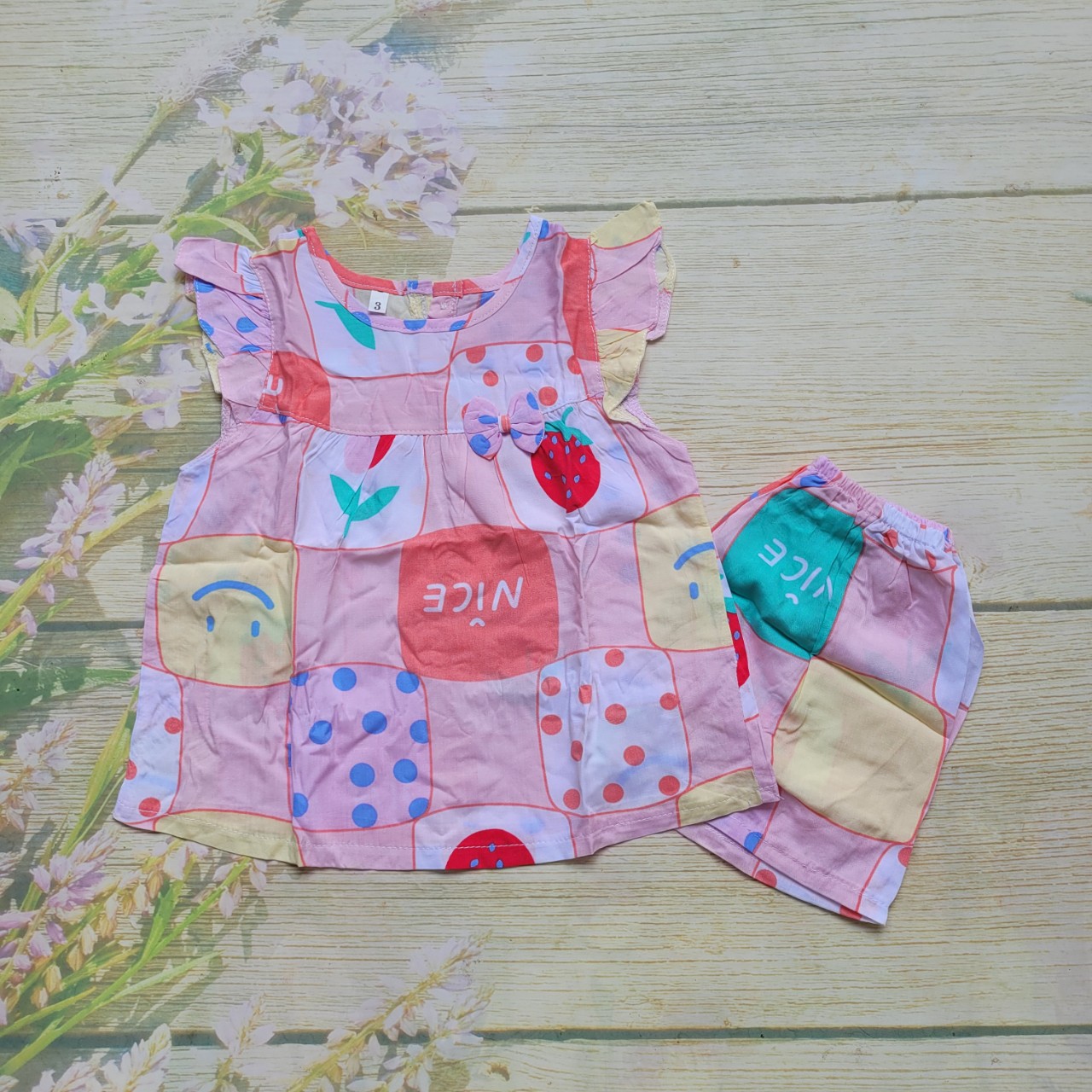 Đồ bộ tole lanh bé gái ngắn size 2