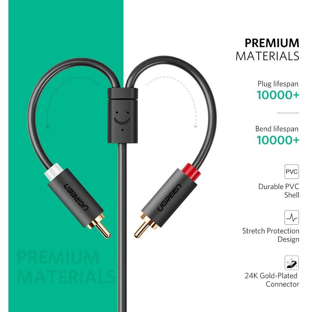 Dây chuyển đổi 3.5mm ra 2RCA (HOA SEN) dài từ 1-10m UGREEN AV102 - Hàng Nhập Khẩu