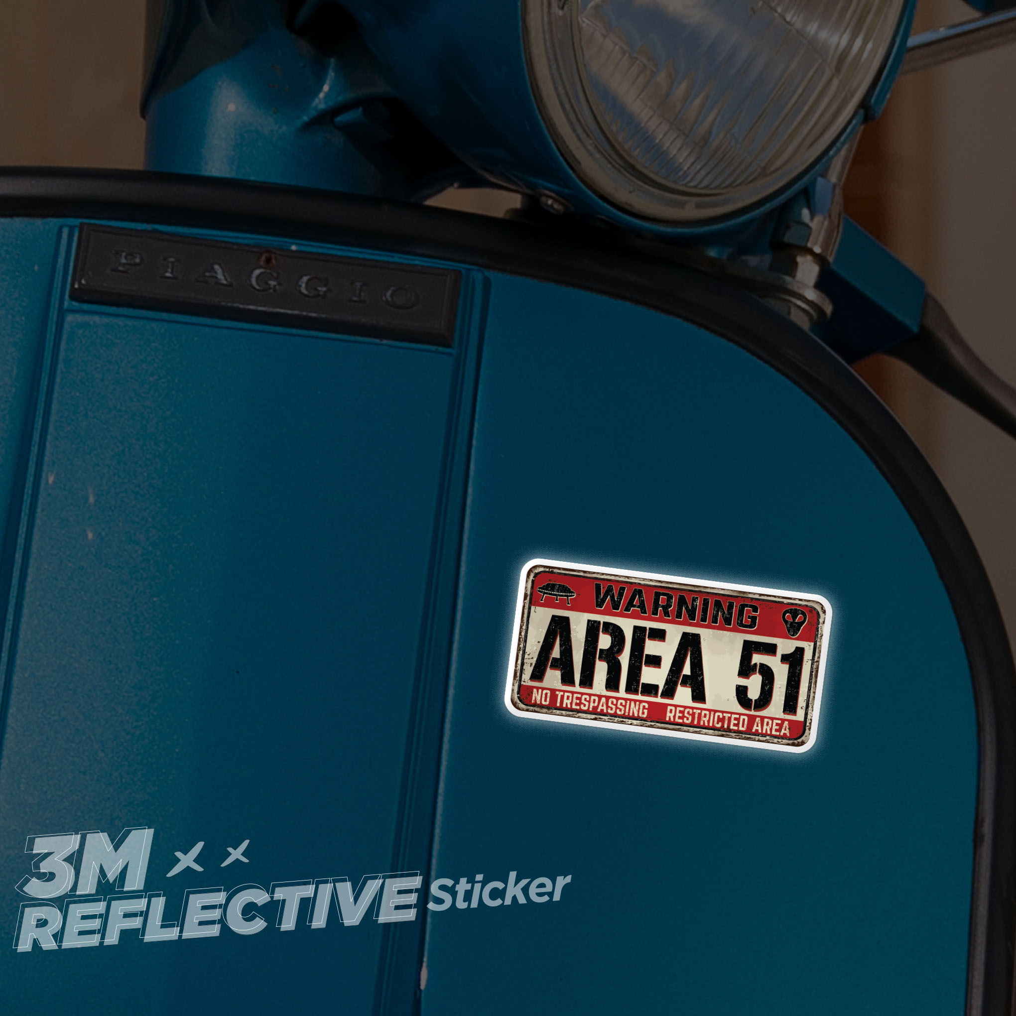 WARNING AREA 51 3M - Reflective Sticker Die-cut Hình dán phản quang thương hiệu STICKER FACTORY