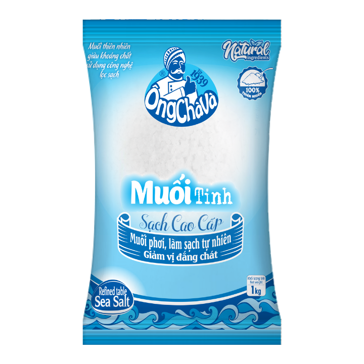 Muối Tinh Sạch Cao Cấp Ông Chà Và 1kg (Refined table Sea Salt)