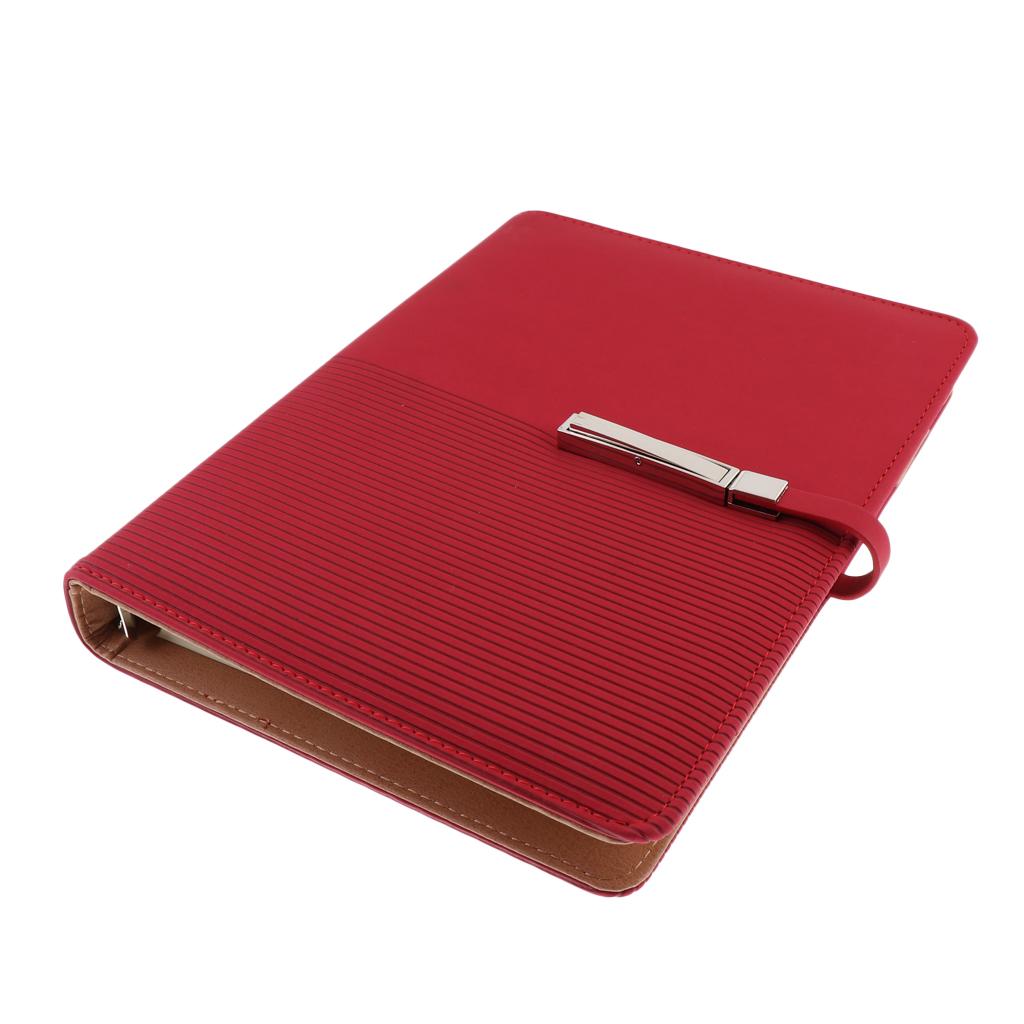 A5 Size Leather Notebook Loose Leaf Memo Diary Notebook with Buckle Red