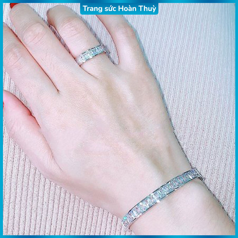 Bộ Trang Sức Circle Gồm Bông Tai, Nhẫn, Lắc Tay Cao Cấp