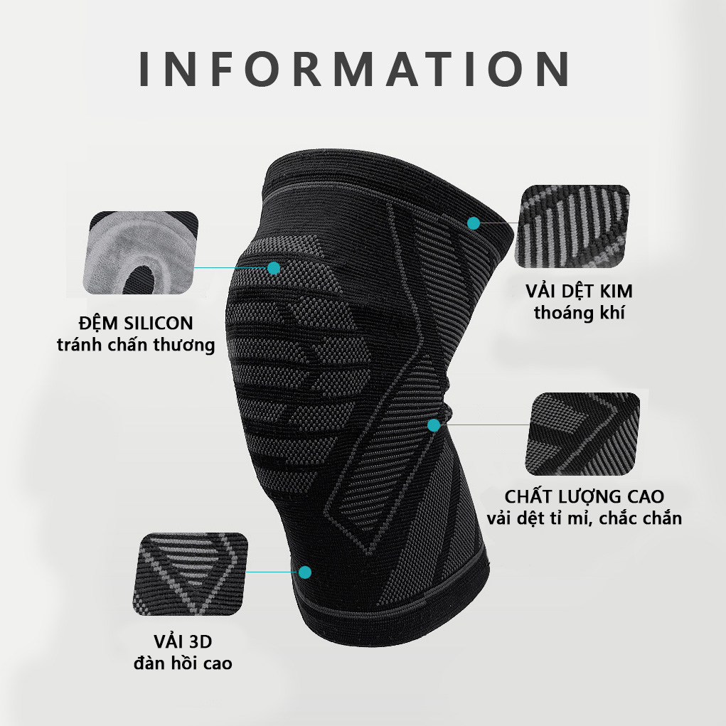 Băng bảo vệ đầu gối khớp gối (có đệm Silicon) Rhino P7731 Bó gối thể thao Đai bảo vệ đầu gối khớp gối Băng quấn đầu gối khớp gối - Hàng chính hãng dành cho cả nam và nữ
