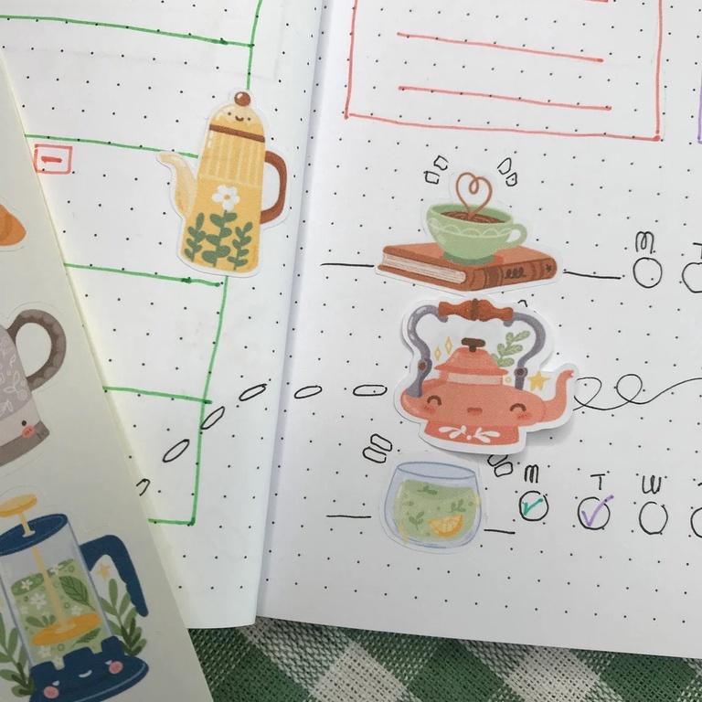 Sticker sheet  tea time - chuyên dán, trang trí sổ nhật kí, sổ tay | Bullet journal sticker - unim005