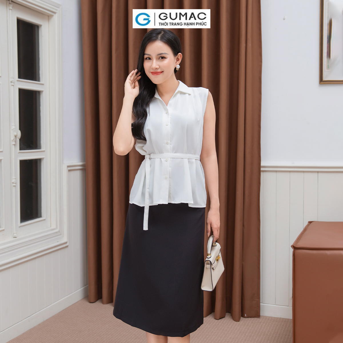 Áo xếp ly kèm dây thời trang GUMAC AD10015
