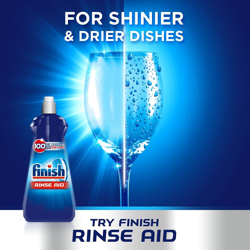Nước làm bóng và khô chén, đĩa Finish Dishwasher Shine &amp; Dry Regular 800ml PTT017394