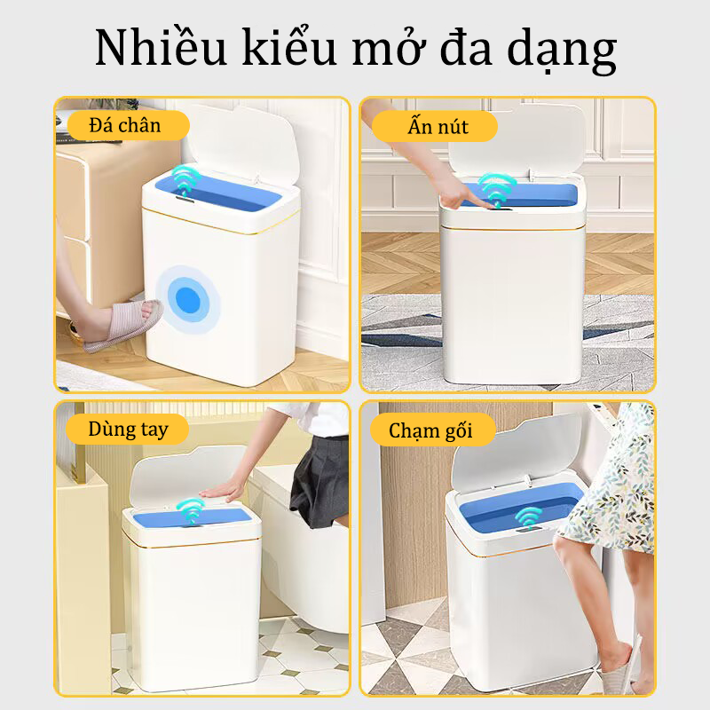 Thùng Rác Thông Minh Cảm Ứng Cao Cấp Tự Động Đóng Mở Dung Tích 15L Phù Hợp Không Gian Hẹp Văn Phòng Nhà Bếp Nhà Vệ Sinh Không Gây Ồn Nắp Rộng Tiện Lợi Thiết Kế Kín Không Gây Mùi Chống Nước Giúp Quản Lý Rác Thải An Toàn Vệ Sinh - ML058