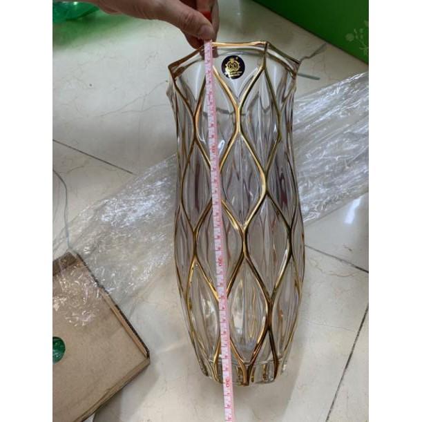 Lọ hoa thủy tinh pha lê khảm vàng #3161AS