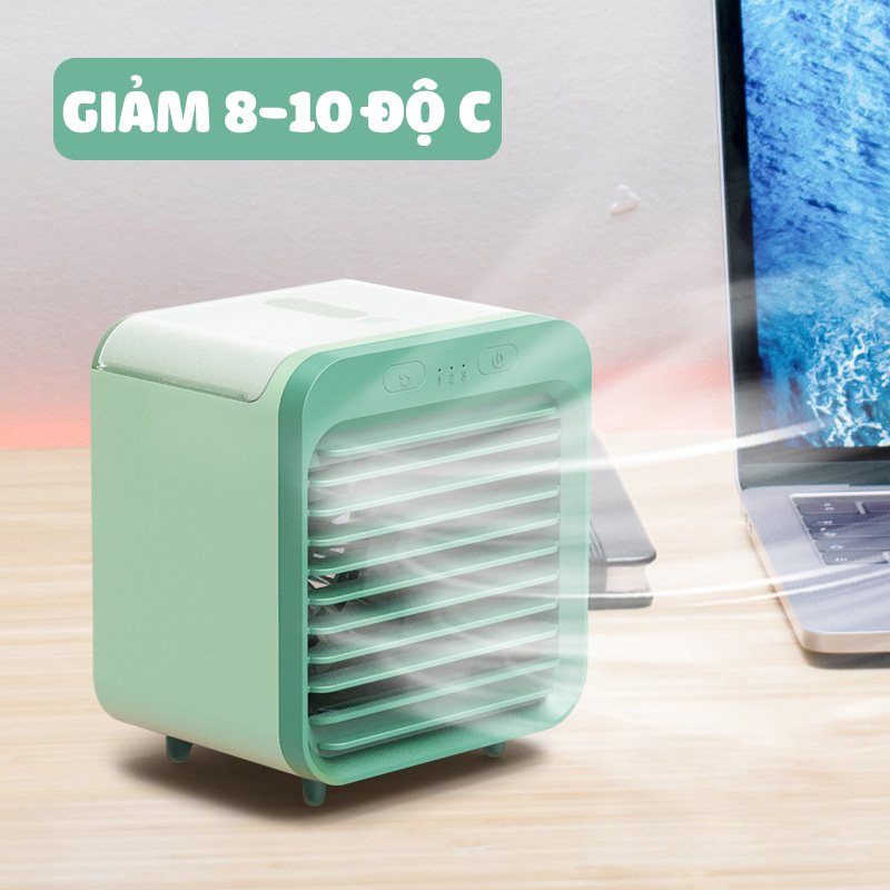 Quạt đá điều hòa phun sương Jatek SL-08  Quạt hơi nước mini để bàn làm mát 8-10 độ dùng pin sạc 8-10 tiếng