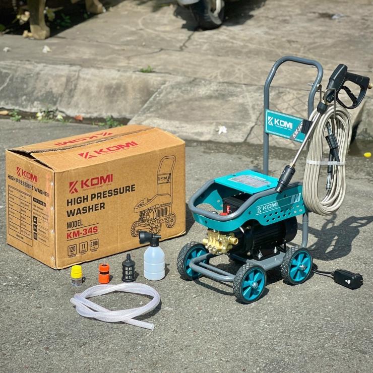 MÁY XỊT RỬA XE CAO ÁP CÓ CHỈNH ÁP CHỐNG GIẬT 3200W KM-34S KOMI -HÀNG CHÍNH HÃNG