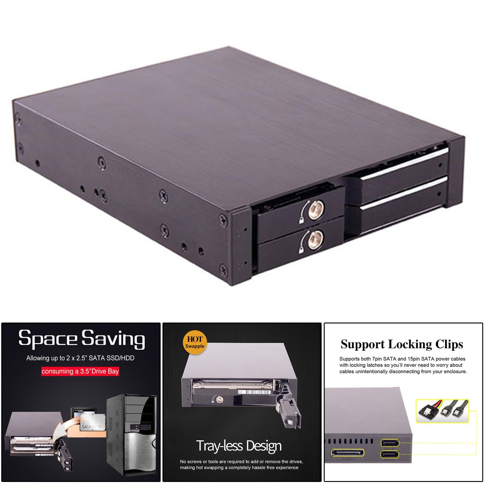 Dual Bay 2.5"  HDD/SSD Tray Mobile Rack Parts for 3.5"Floppy Drive of PC