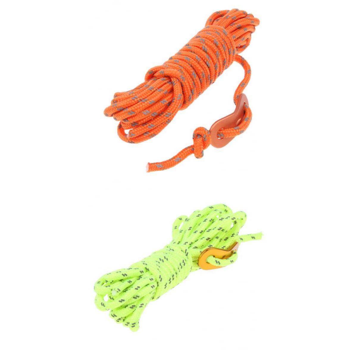 2Pcs 4mm Reflective Tent Guy Line Guide Rope Polypropylene Cord with Aluminum Adjuster Outdoor Camping Hiking