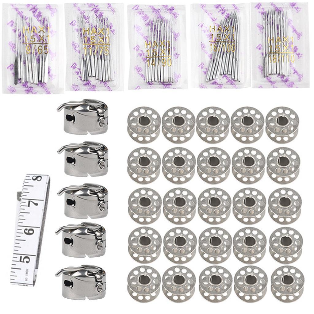 81Pcs Sewing Kit, Sewing Machine Needles Size 9, 11, 14, 16, 18, with Measuring Tape Thread Bobbins and Bobbin Case Universal for Most Sewing Machines