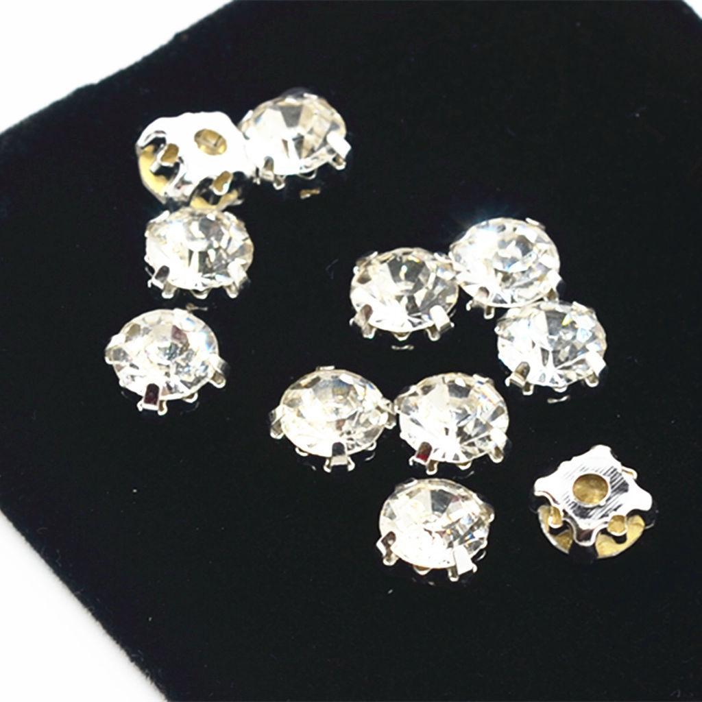 Prettyia 200pcs Sew On Crystals Rhinestone Faceted Beads Embellishment 7mm