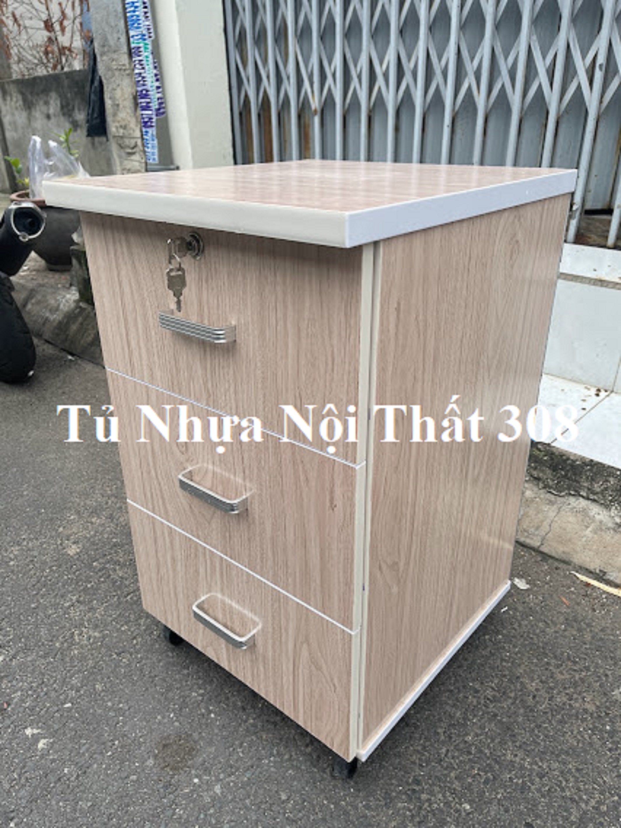 Tủ, Kệ Đầu Giường Nhựa Đài Loan Cao 70cm Ngang 42cm Sâu 42cm Màu Xoan Đào K115