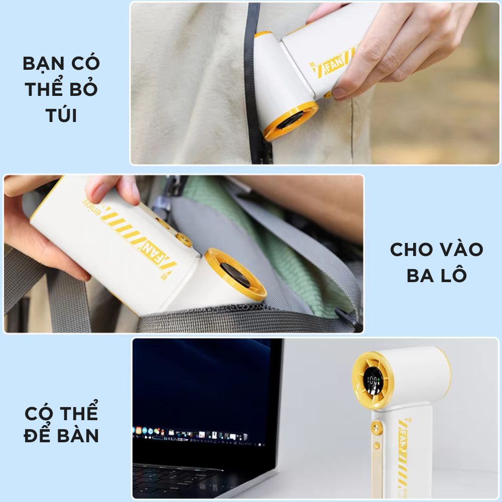 Quạt Phản Lực Cầm Tay Kachi MK406 – Pin 4000mAh, Gió Mạnh Gấp 1.5 Lần - Hàng chính hãng