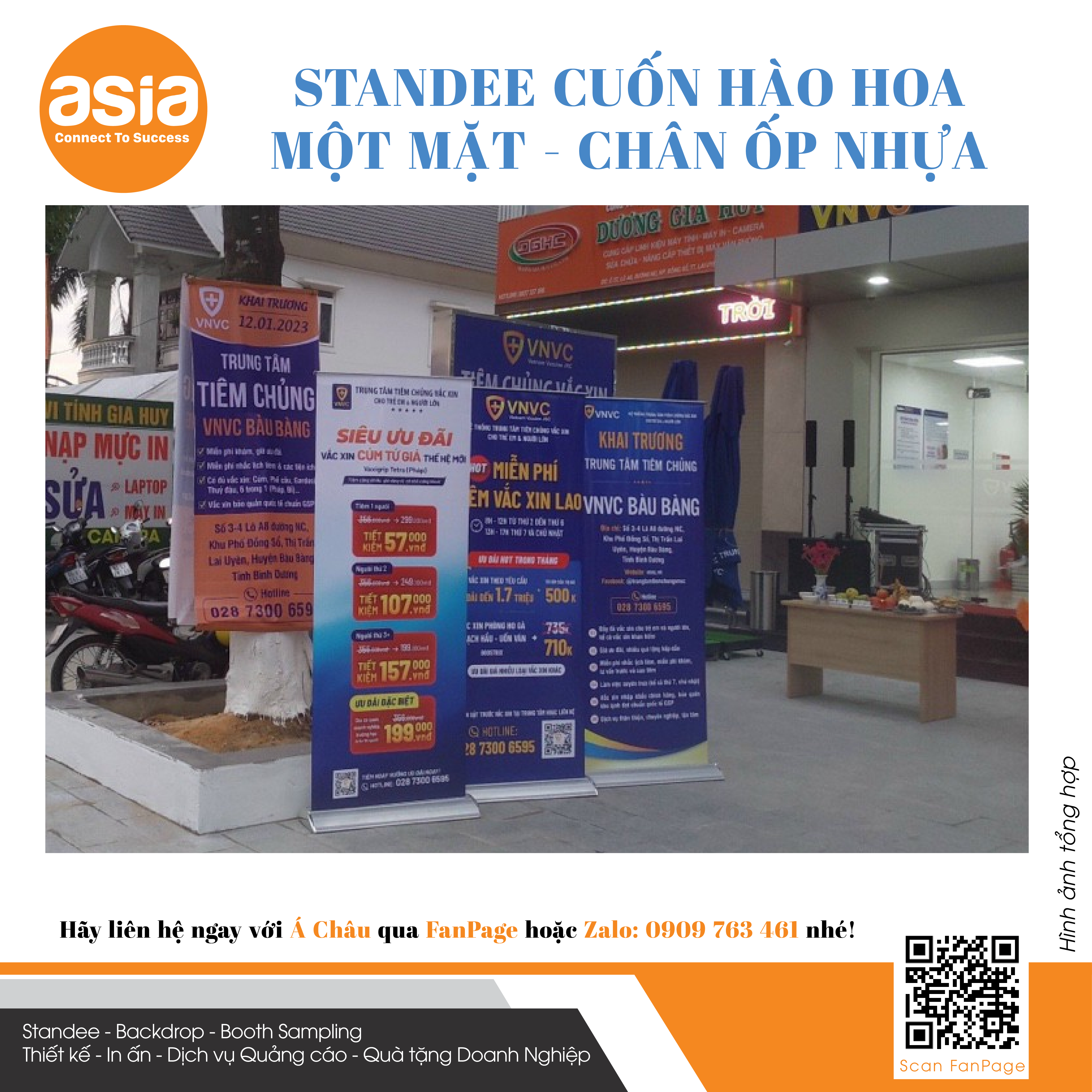 Standee cuốn hào hoa một mặt/hai mặt nhựa cao cấp 0.8x2m