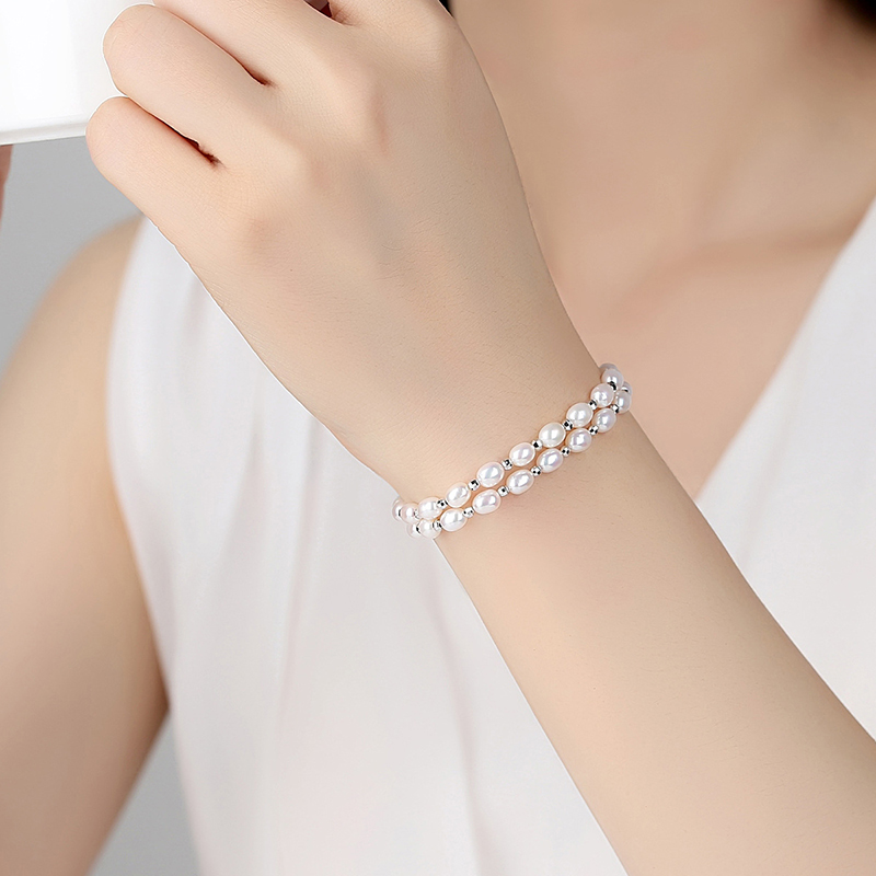 Vòng Tay Ngọc Trai Cao Cấp, Vòng Ngọc Trai Tự Nhiên Dáng Vòng Kép - L2680 - Bảo Ngọc Jewelry