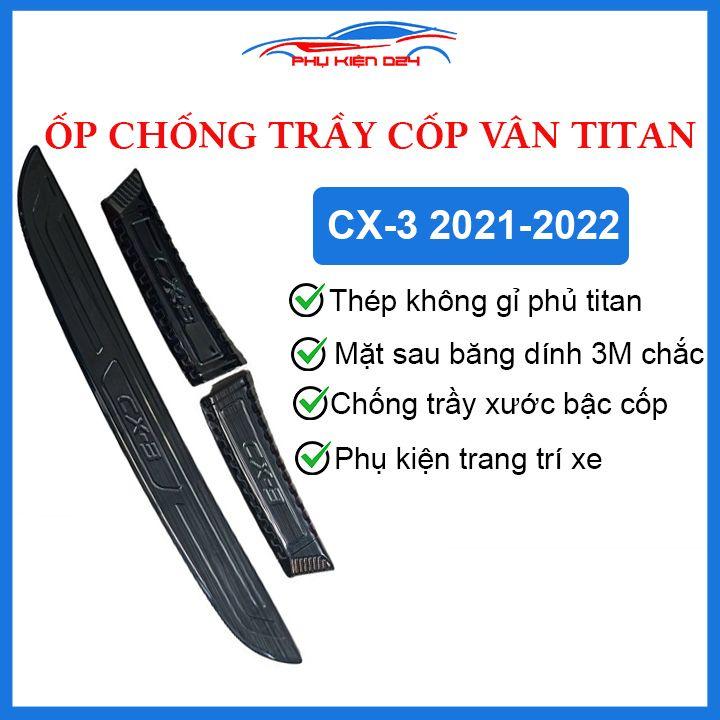 Ốp chống trầy cốp Mazda CX3 2021-2022 vân titan bảo vệ làm đẹp xe