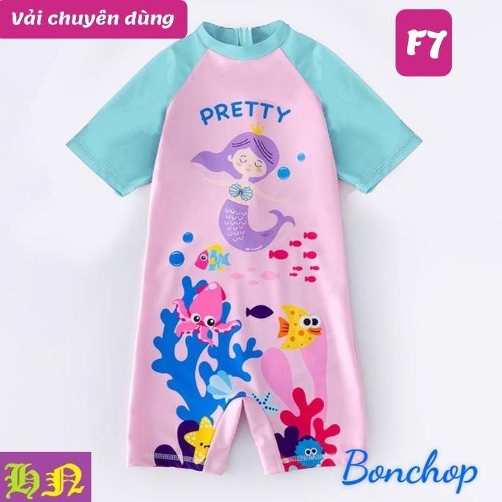 Đồ bơi liền thân cho bé gái hình Elsa - nàng tiên cá từ 10-39kg - vải chuyên dụng - thun 4 chiều