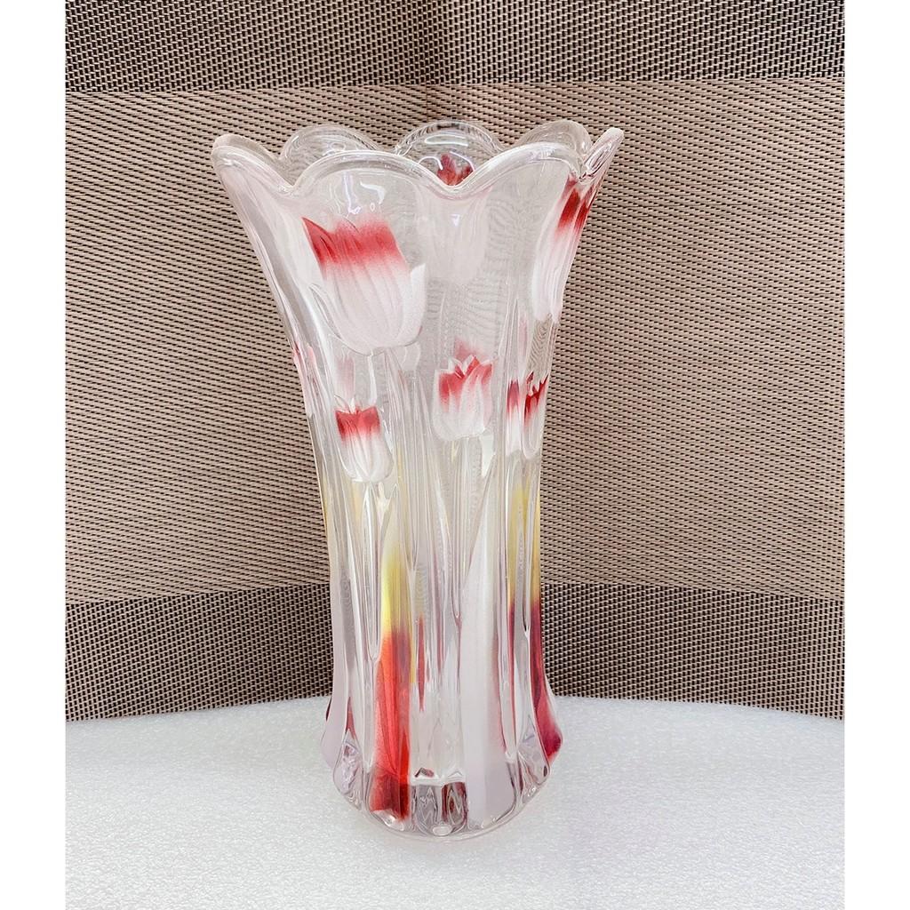 BÌNH CẮM HOA THỦY TINH HOA ĐỎ