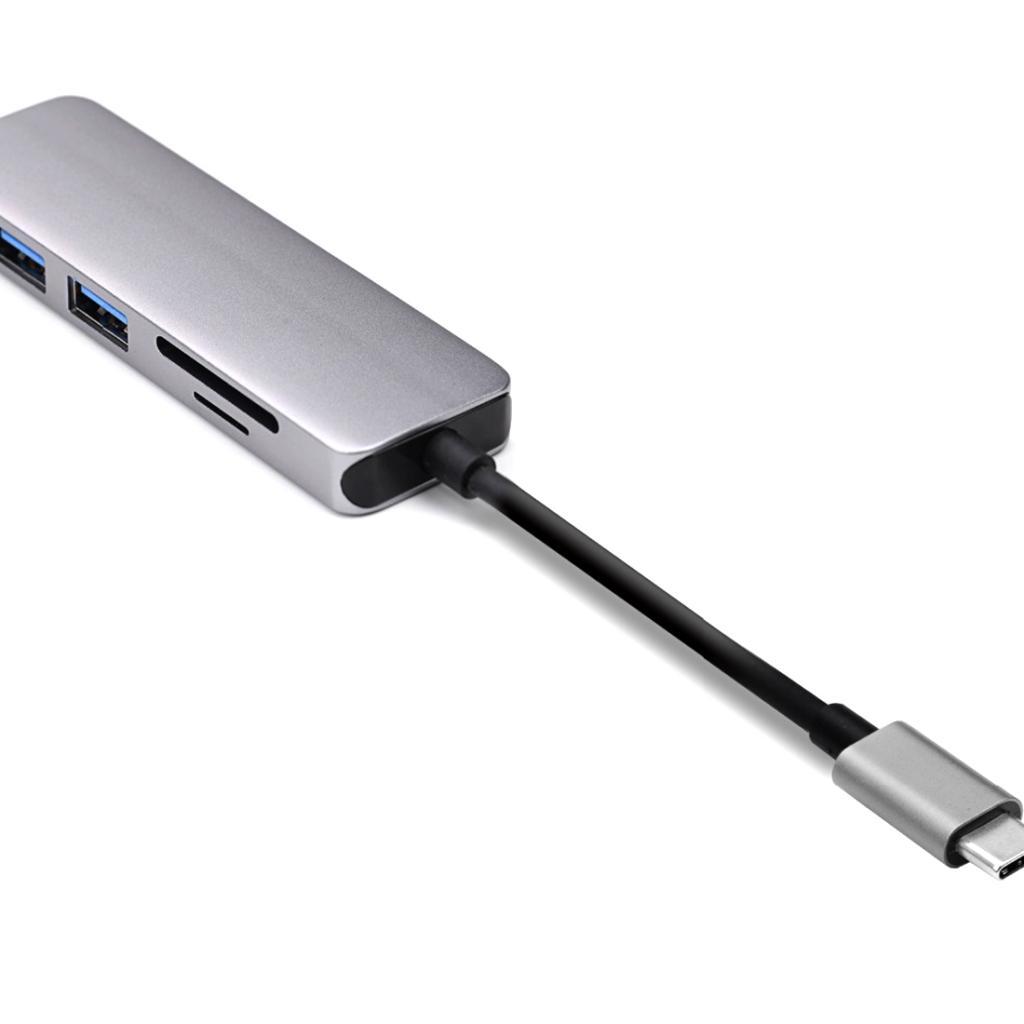 USB C Hub USB 3.0 Adapter Dock with 4K HDMI TF/SD Card Reader for MacBook