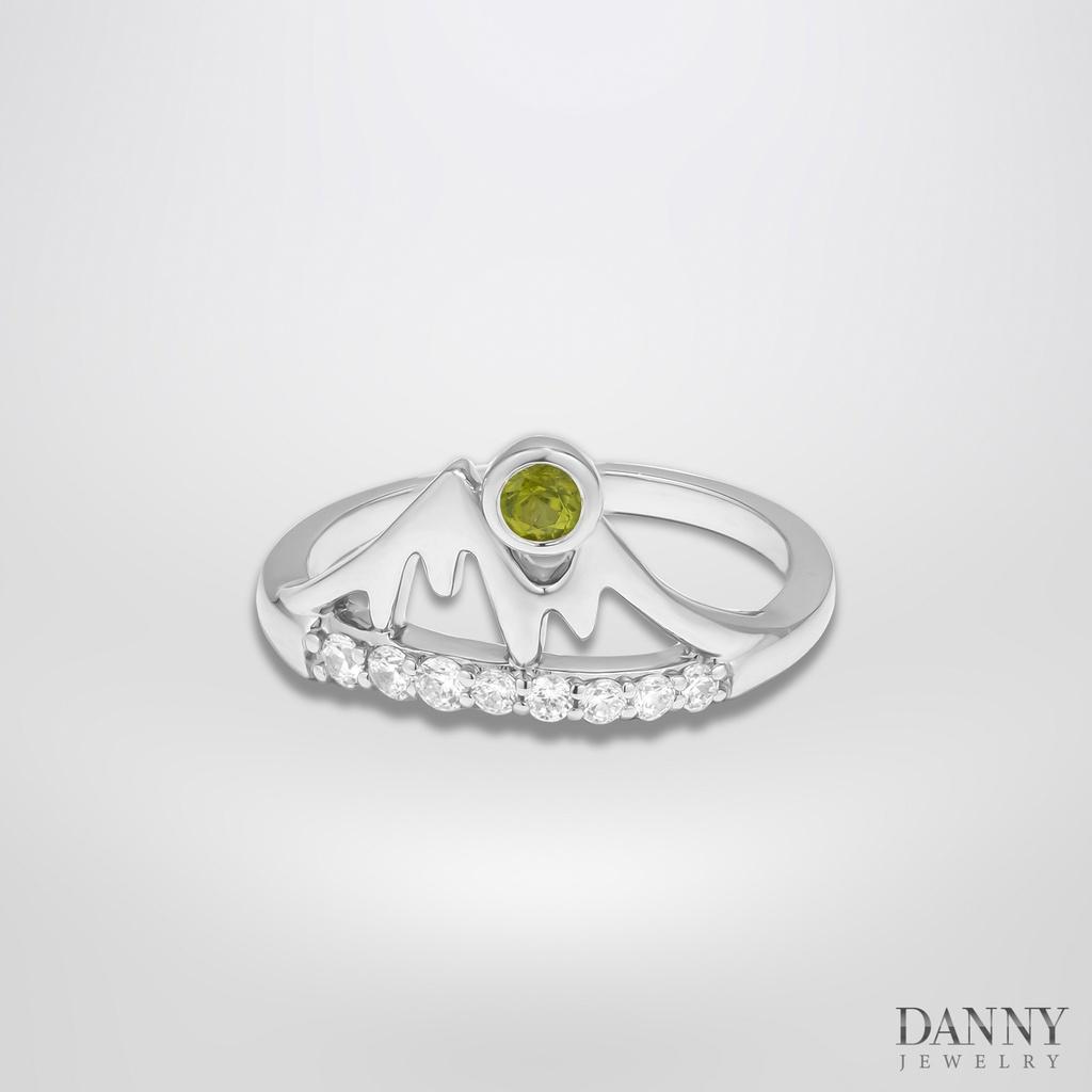 Nhẫn Nữ Bạc Danny Jewelry 925 Ngọn Núi Đính Đá Peridot Xi Rhodium N0037