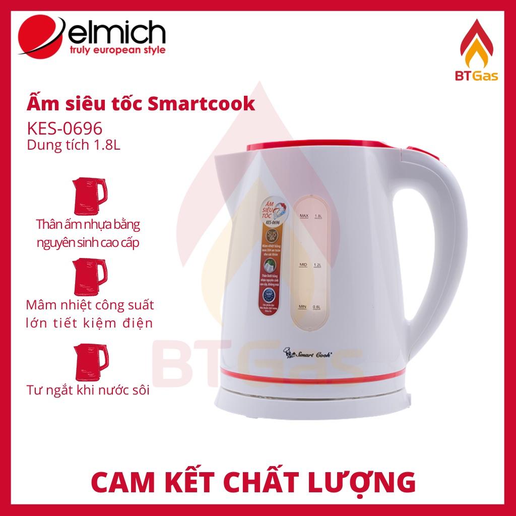 Ấm siêu tốc, bình đun nước siêu nhanh, thân nhựa nguyên sinh an toàn Smartcook KES-0696 - Hàng chính hãng