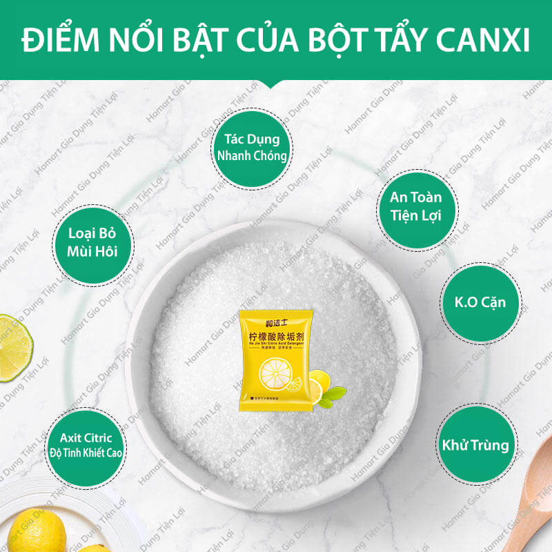 Gói Tẩy Cặn Canxi Phích Nước 10g Acid Citric Dạng Bột Tẩy Cặn Bình Đun Nước Siêu Tốc Tiện Dụng