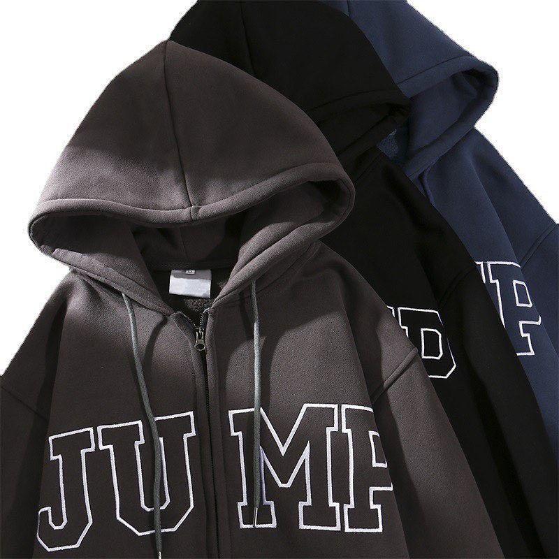 Áo Khoác Hoodie Kéo Khoá In Chữ JUMP Unisex Jacket From Rộng Chất Nỉ Ngoại nam nữ mặc cực chất