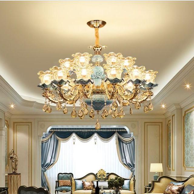 Đèn chùm KERLY pha lê 15 tay loại 1 phong cách hiện đại, sang trọng - kèm bóng LED chuyên dụng