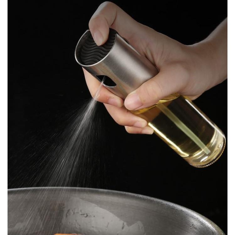 Bình Xịt Dầu Ăn Thân Thủy Tinh + Đầu Xịt Inox 304 - 17.8X4Cm 203G 150Ml - Free Ship Toàn Quốc