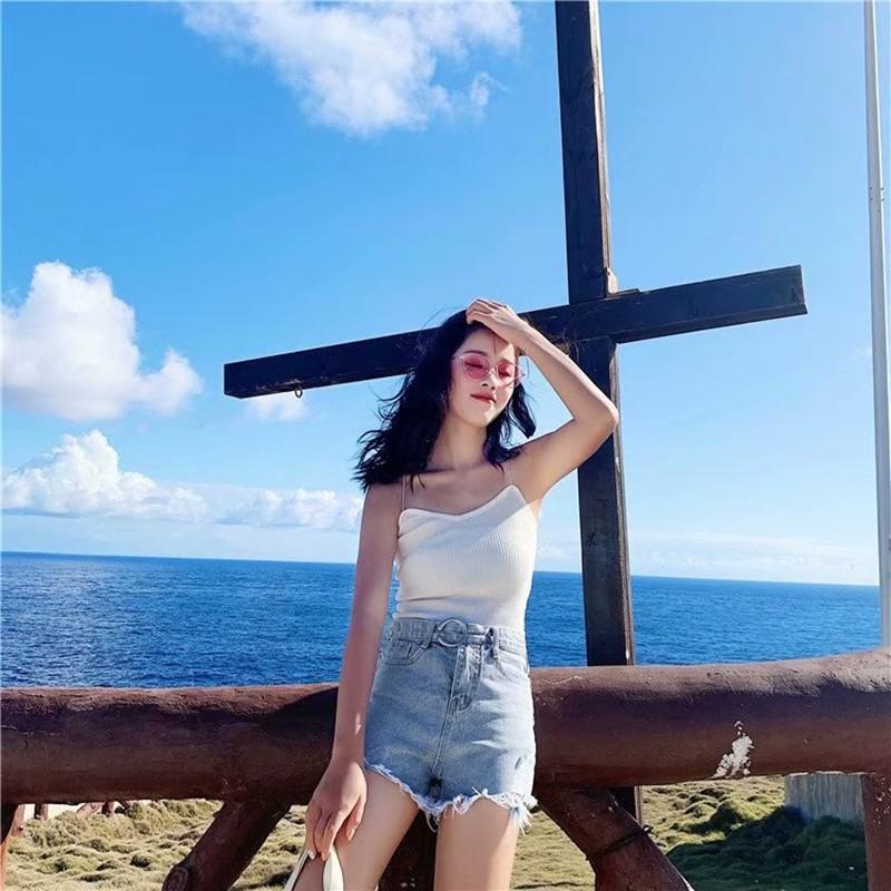 Quần Short Denim Viền Rách Thời Trang Mùa Hè Cho Nữ