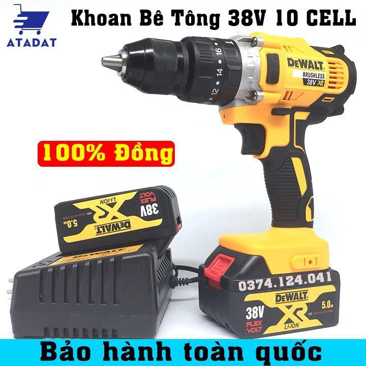 Máy Khoan Pin DEWALT 38V - Khoan Có Búa, Bắt Vít, Siết Bulong - Pin 10 Cell - Khoan Bê Tông - 100% Đồng