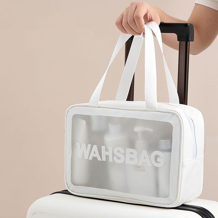 Túi hộp đựng mỹ phẩm, đồ trang điểm du lịch cá nhân washbag B112 trong suốt có khóa kéo, chống thấm nước tiện dụng.