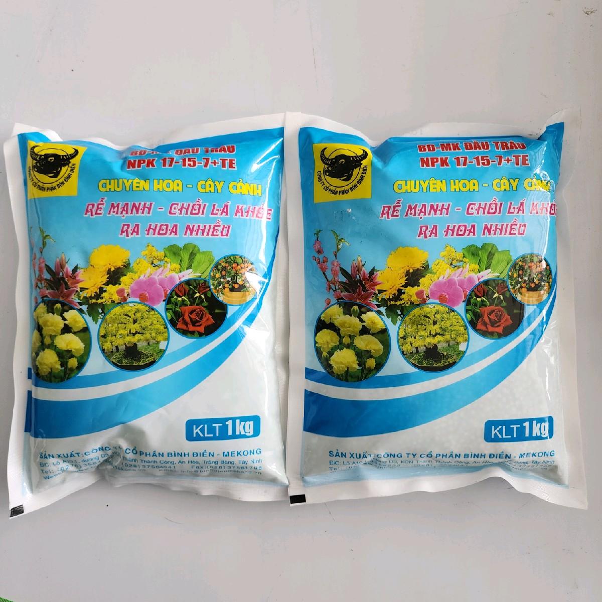 PHÂN BÓN BĐ-MK ĐẦU TRÂU NPK 17-15-7+TE | Phân Bón Chuyên Hoa - Cây Cảnh | gói 1kg