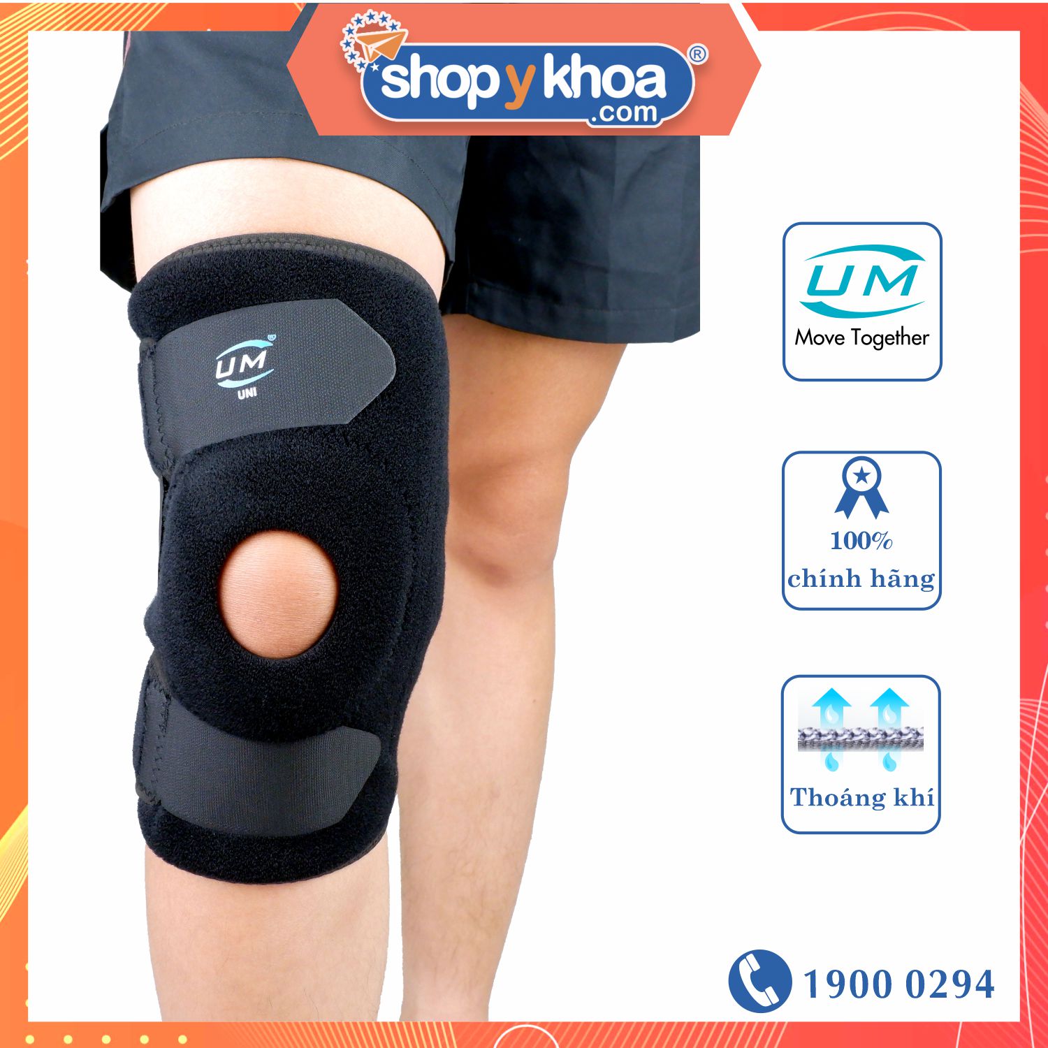 Bó gối đai dán không nẹp neoprene United Medicare (F07