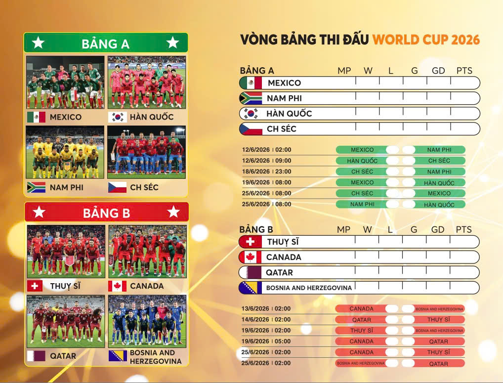 Lịch thi đấu World Cup 2026 Lịch Để Bàn đế chữ A (16x21cm) - ndbooks