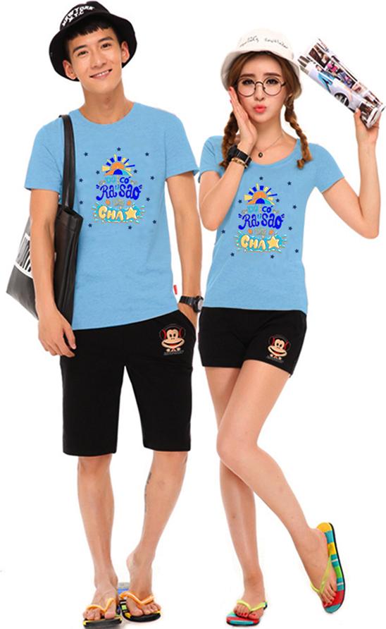 Bộ Áo Thun Đôi Dù Có Ra Sao Cũng Chả Sao - Màu Xanh Biển - L - XL